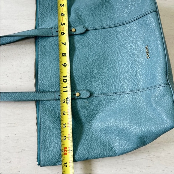 Fossil Pebbled Leather Jenna Shoulder Tote Purse Steel Blue RM280 - Picture 5 of 7